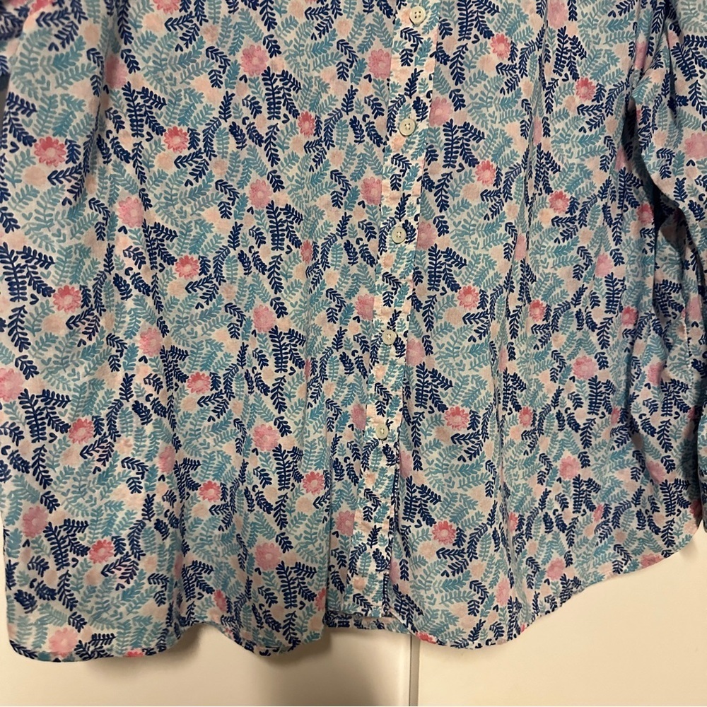 Talbots Floral Ferns Classic Cotton Button Up Shirt Size 3X - Picture 7 of 9